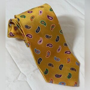 Peter Millar 100% Silk Madd in Italy Gold Tie with Multicolor Paisley